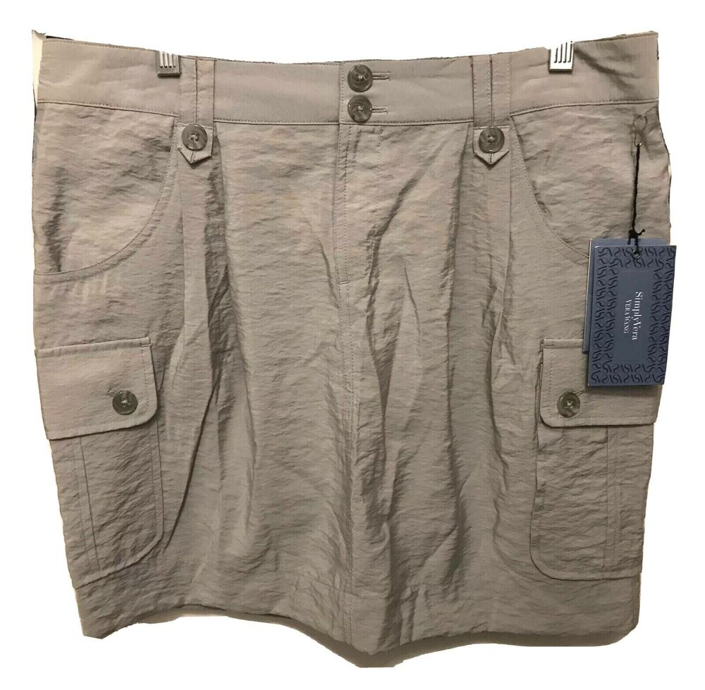 Size 10 Missy Simply Vera Wang Salty Gray Skirt New Cargo Style